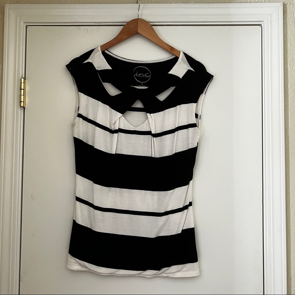 INC Striped cap sleeve shirt
